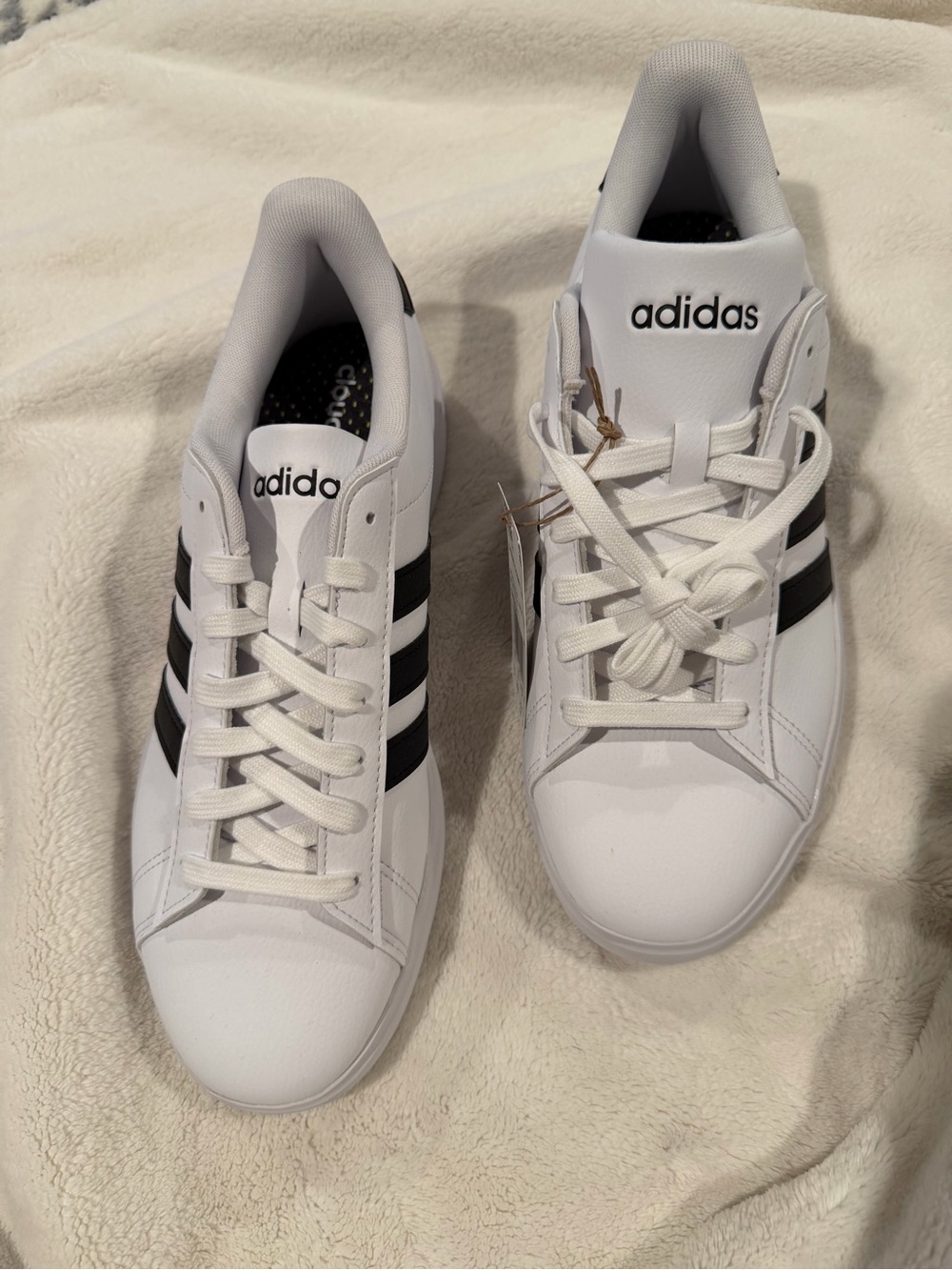 Adidas Grand Court with White with Black Stripes
